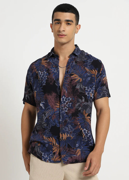 Foliage Feather Half Sleeve Shirt
