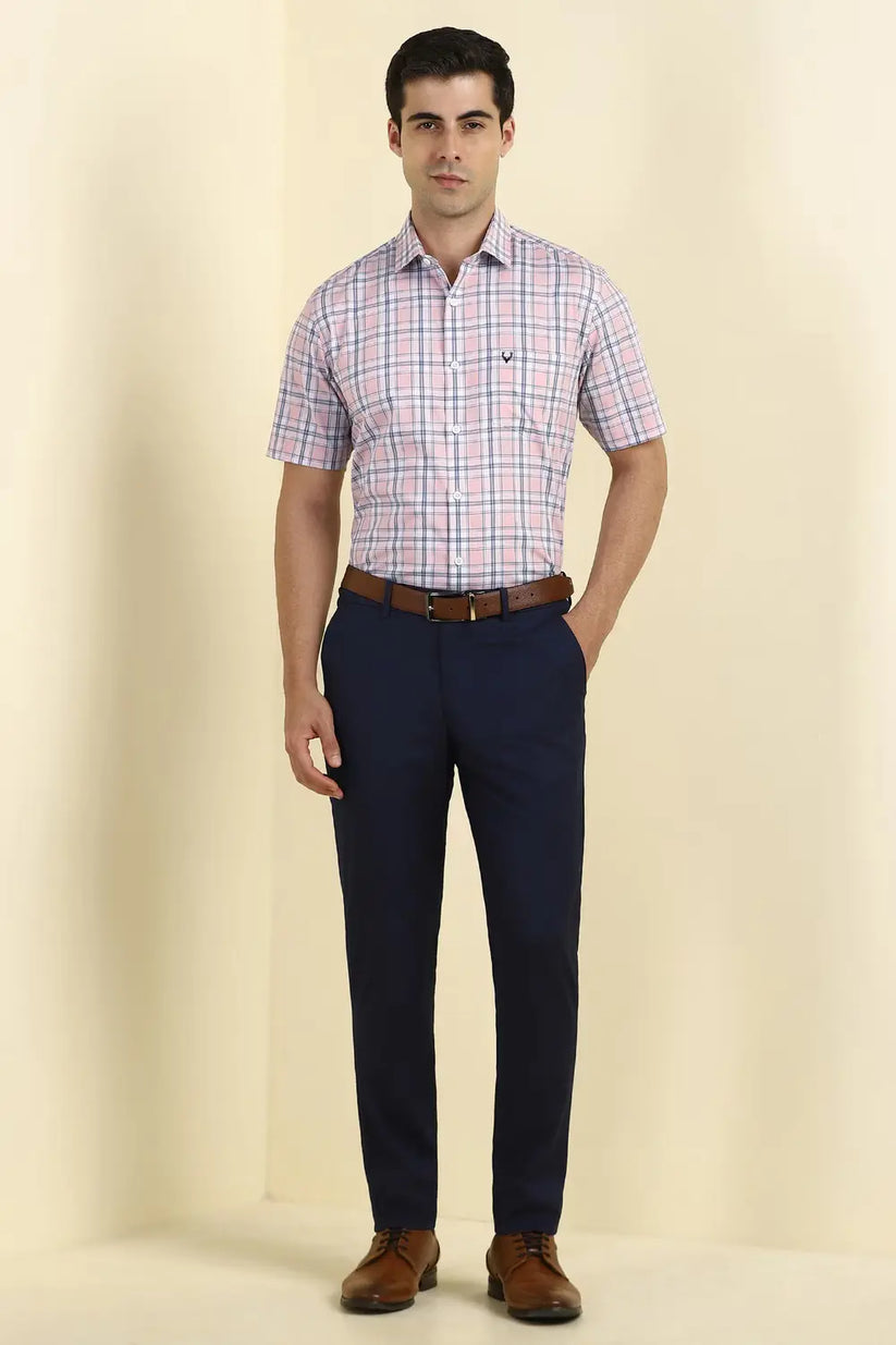 Pink Check Half Sleeves Formal Shirt