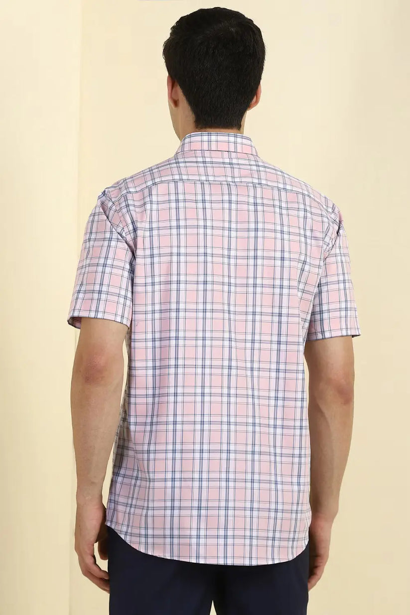 Pink Check Half Sleeves Formal Shirt