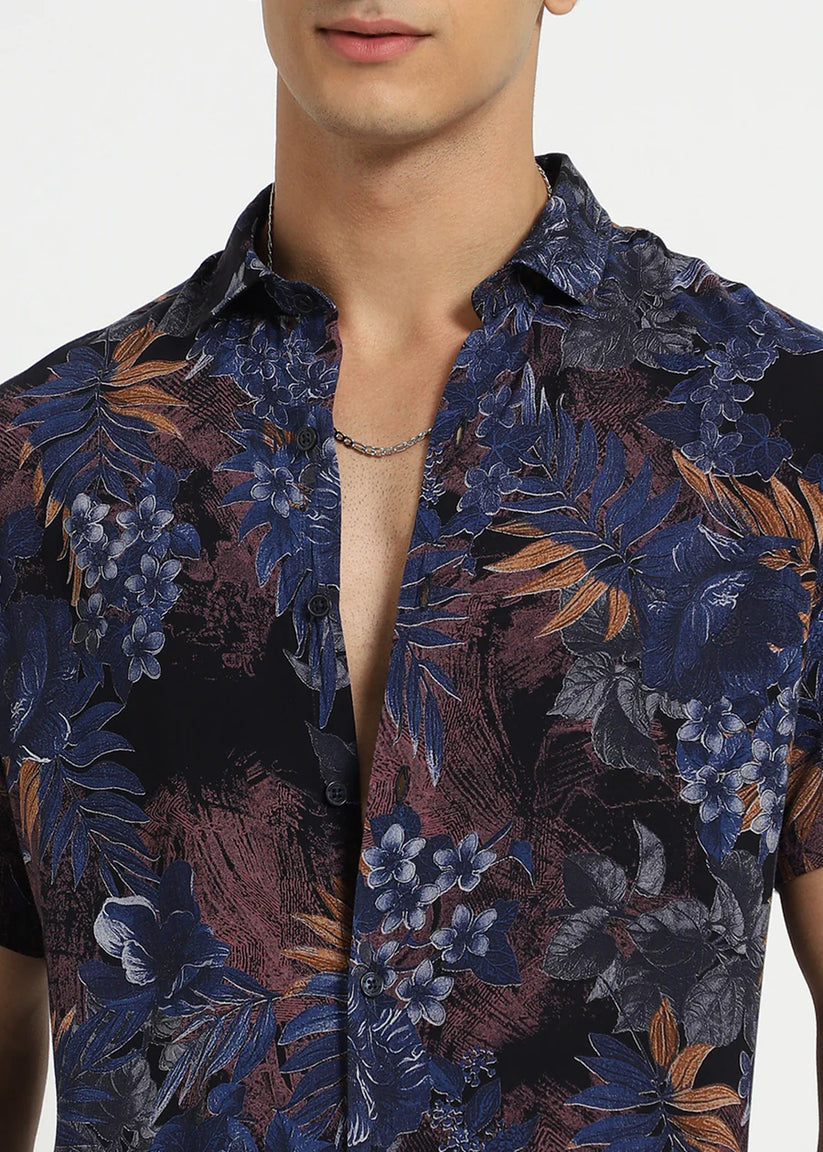 Foliage Feather Half Sleeve Shirt