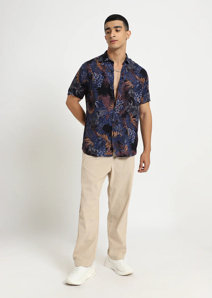Foliage Feather Half Sleeve Shirt