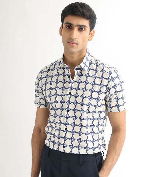 Geometric Printed Off White