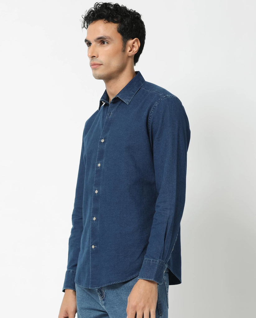 Soft Washed Indigo Denim Shirt