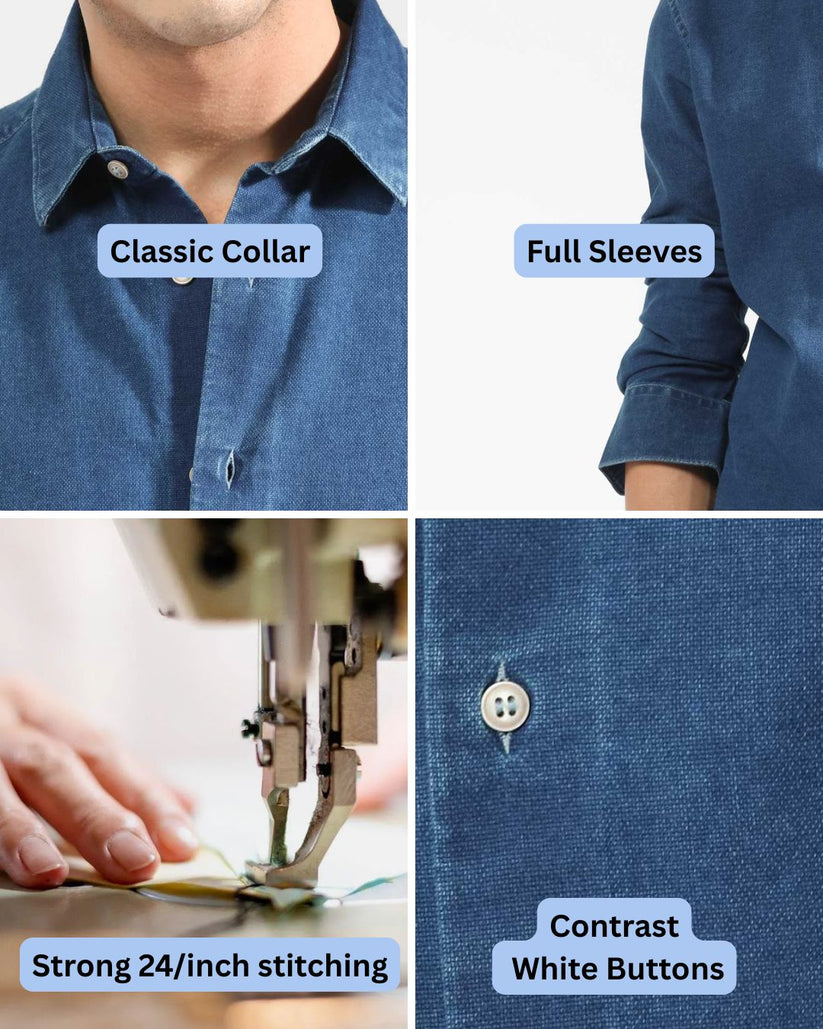 Soft Washed Indigo Denim Shirt