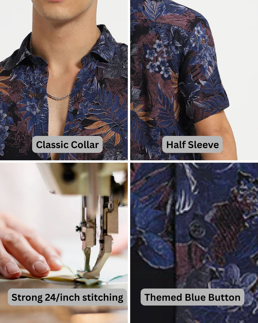 Foliage Feather Half Sleeve Shirt