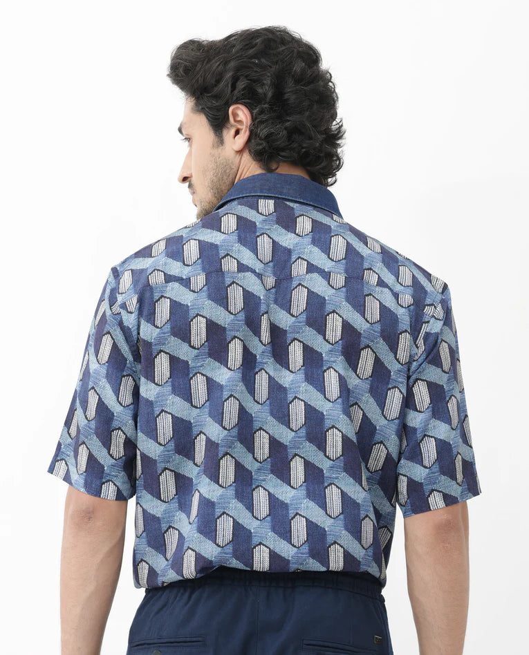 GEOMETRIC PRINT BOXY SHIRT