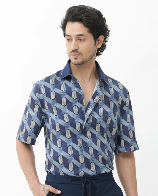 GEOMETRIC PRINT BOXY SHIRT