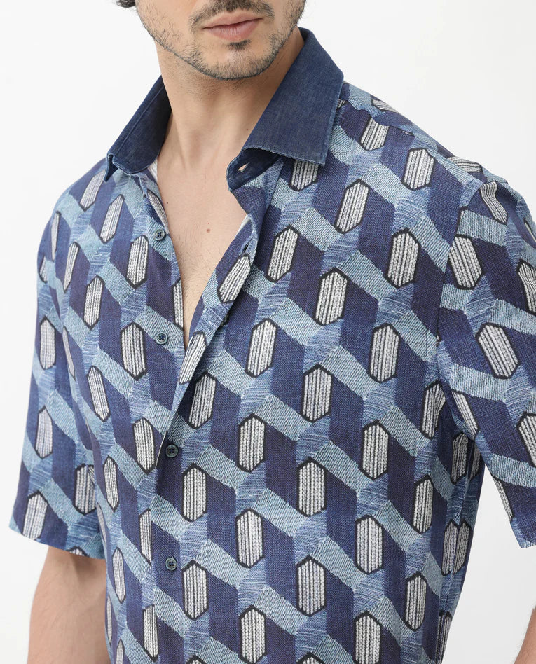 GEOMETRIC PRINT BOXY SHIRT