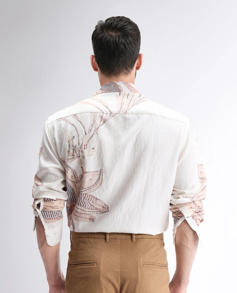 Collared Neck Floral Printed Shirt
