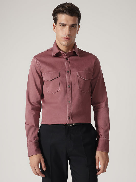 Solid Double Pocket Twill Shirt