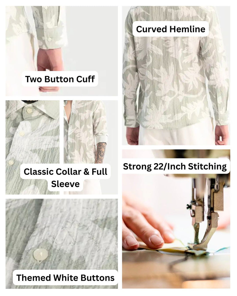 Textured Leaf Print Shirt