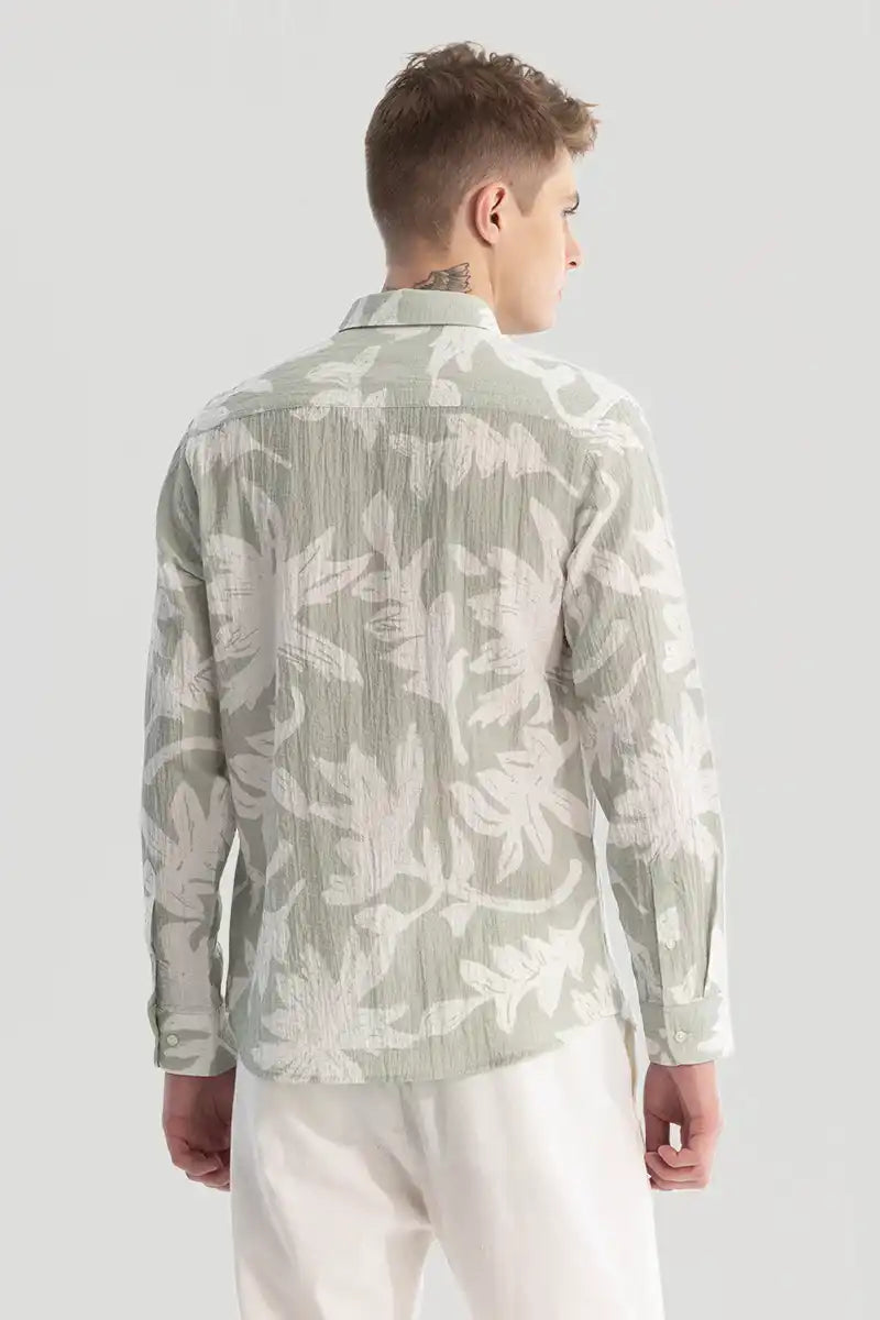 Textured Leaf Print Shirt