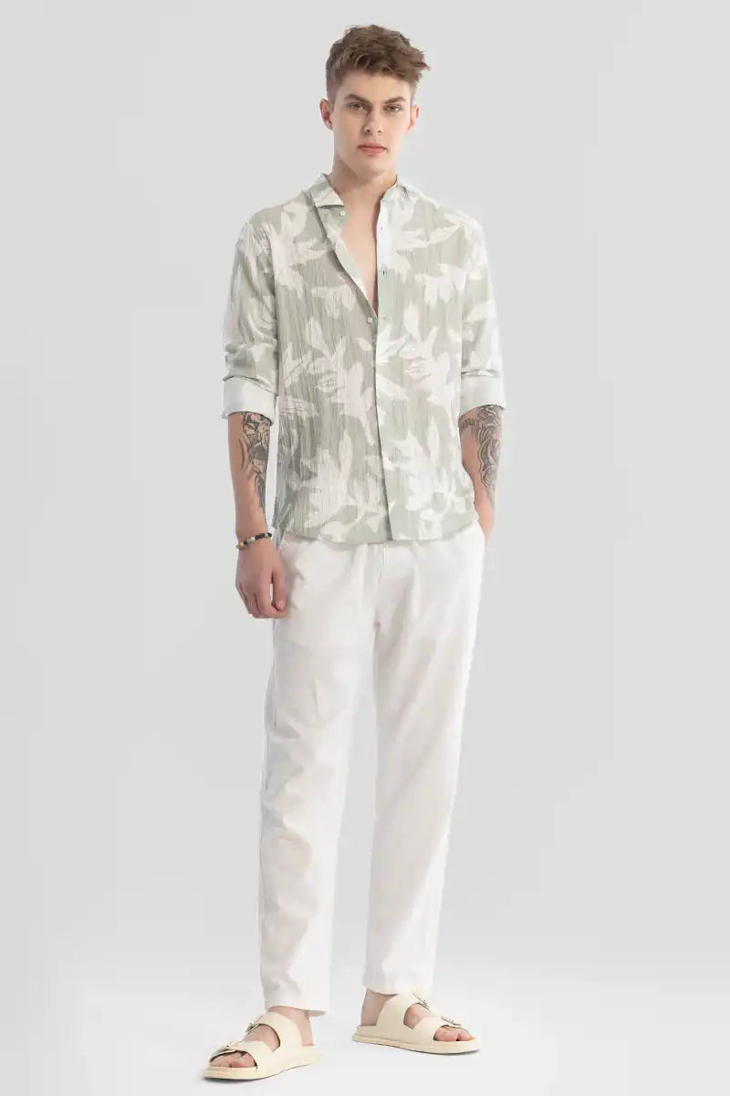 Textured Leaf Print Shirt